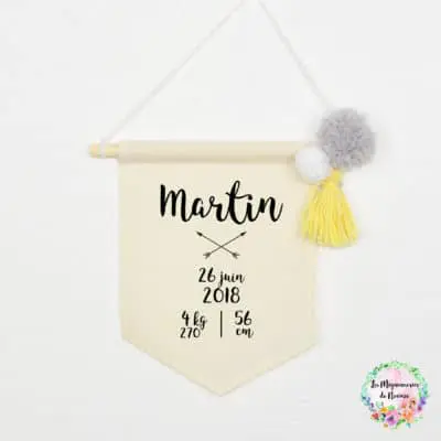 Fanion de naissance Yellow Dumbo 8 fanion de naissance fait-main