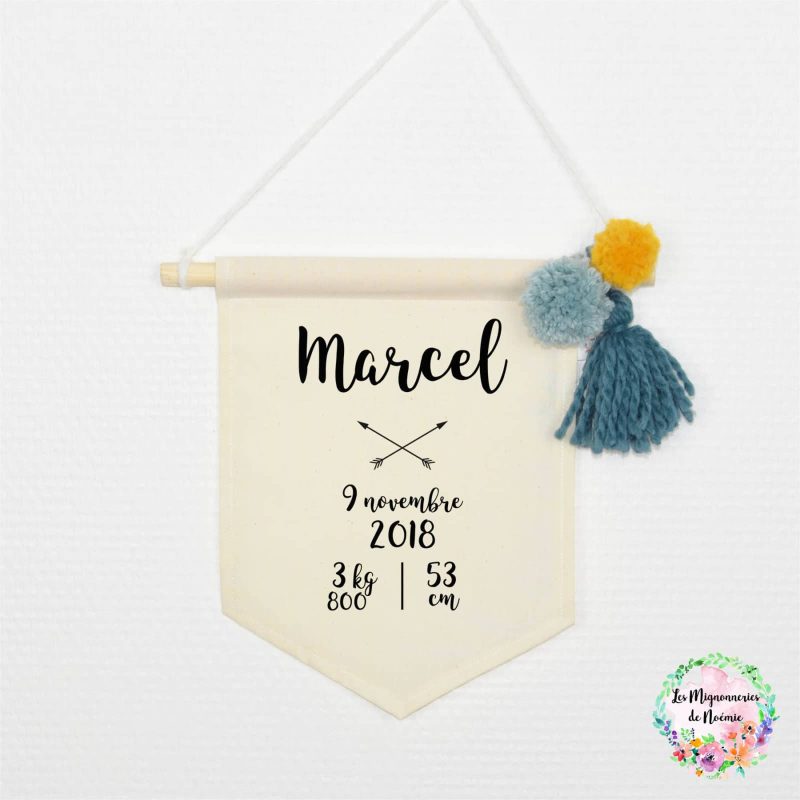 Fanion de naissance Rox Teal 3 fanion de naissance fait-main