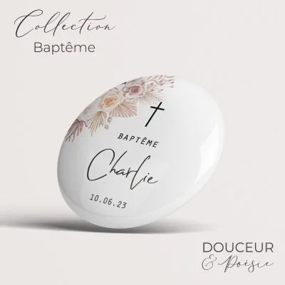 Badge Baptême - Fleurs 6 Badge baptême