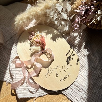 Porte alliances fleurs séchées Blush 19 Porte alliances Fleurs bohème