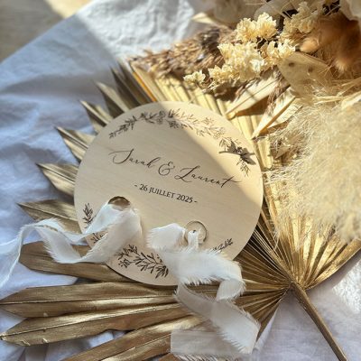 Porte-alliances en bois personnalisé - collection poétique 9 porte alliances mariage personnalisée