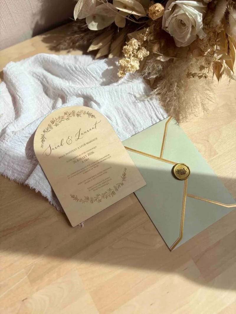 Faire-part mariage en bois collection poétique 4 faire-part mariage en bois