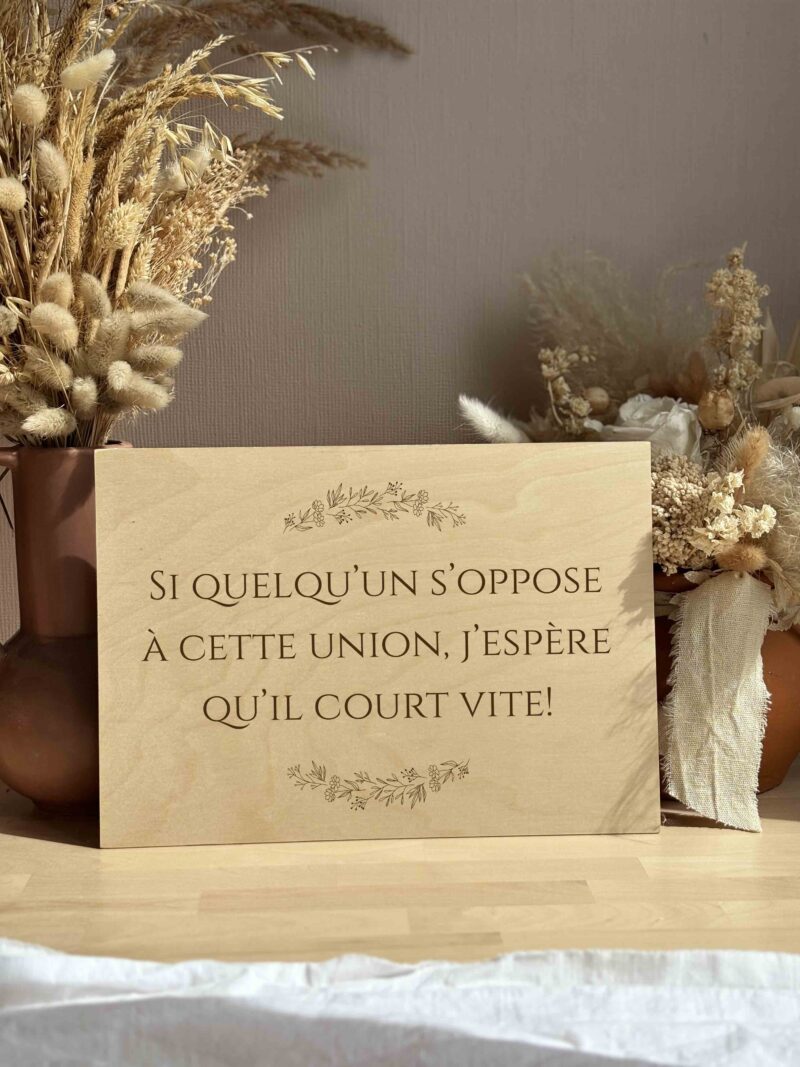 Pancarte de cortège mariage en bois - collection poétique 3 Pancarte de cortège mariage en bois