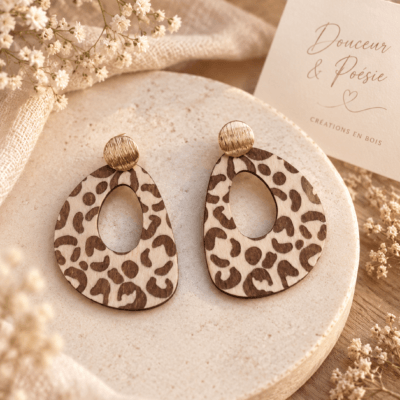 Boucles d’oreilles en bois léopard